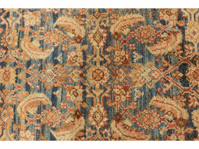 Antique Mahal Handmade Allover Motif Blue Oversize Wool Rug