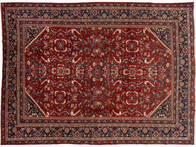 Antique Mahal Wool Rug 10 X 14