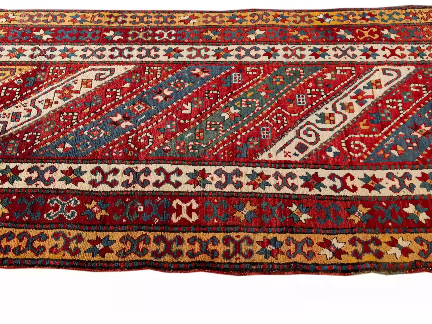 Antique Kazak Wool Rug 4 X 9