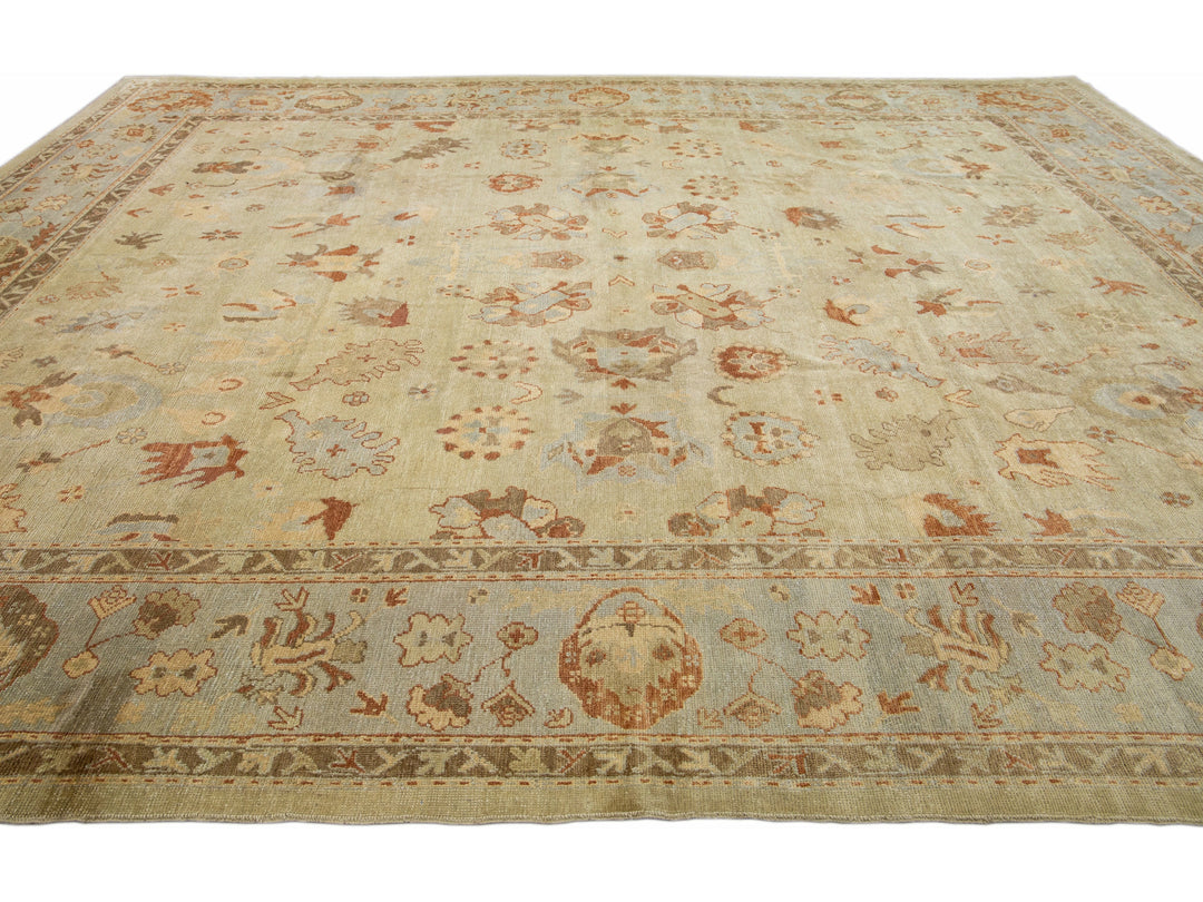 Modern Oushak Wool Rug 13 X 16