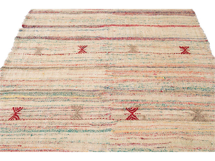 Vintage Flatweave Kilim Wool Rug 7 X 11