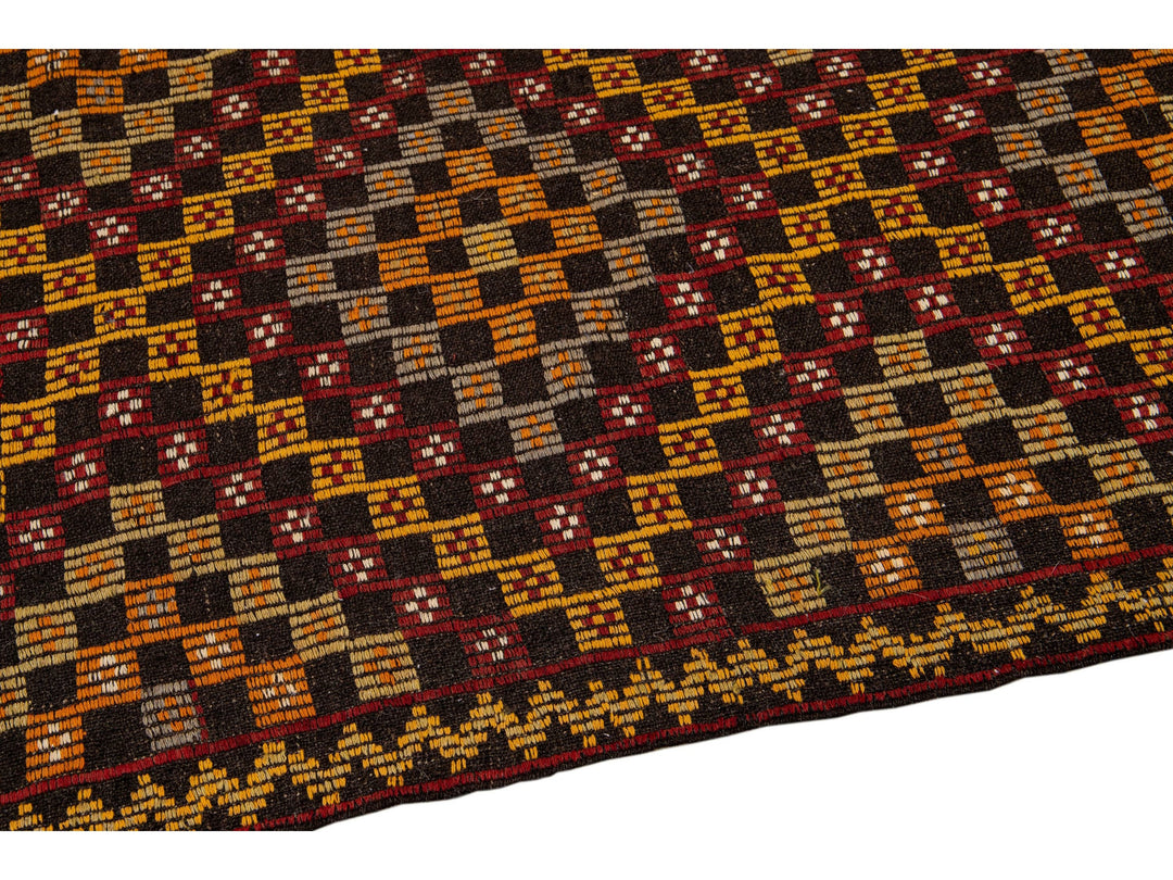 Vintage Soumak Wool Rug 6 X 9