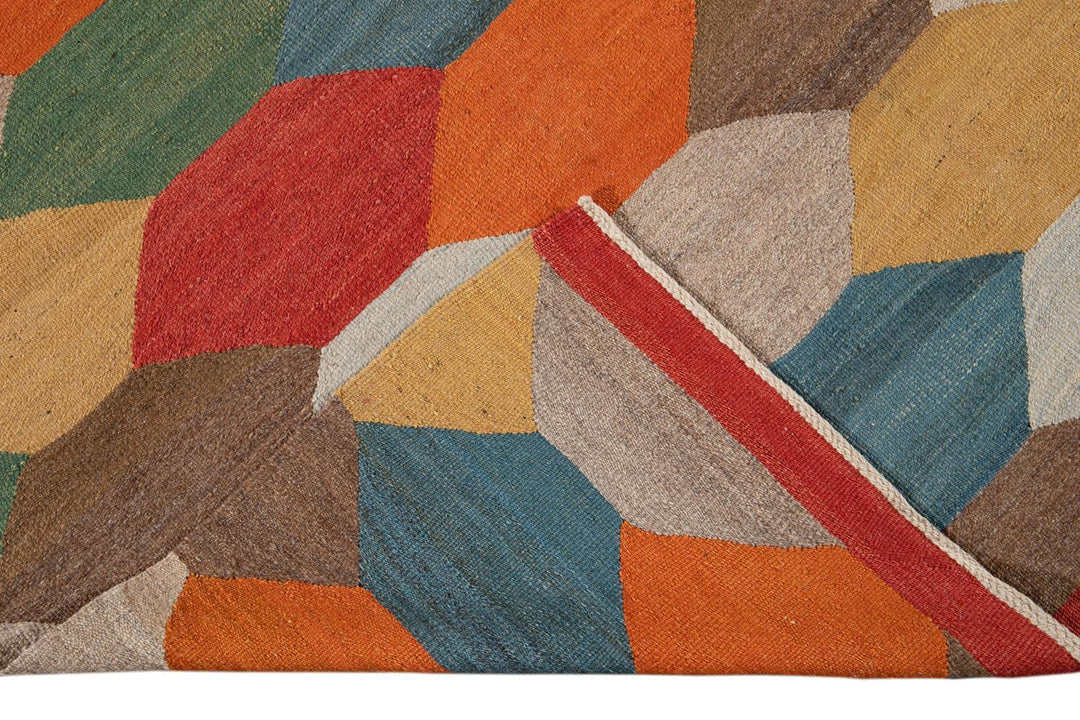 21st Century Modern Kilim Wool Rug 8 X 13