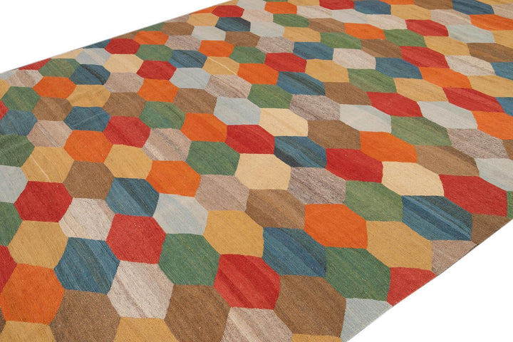 21st Century Modern Kilim Wool Rug 8 X 13