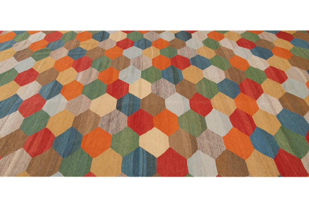 21st Century Modern Kilim Wool Rug 8 X 13