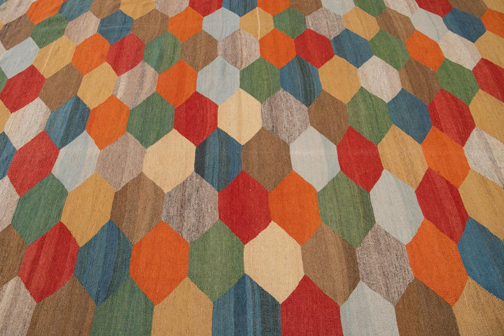 21st Century Modern Kilim Wool Rug 8 X 13