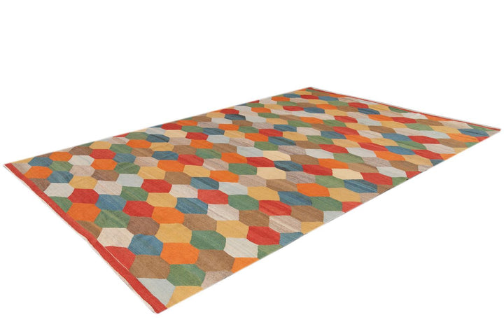 21st Century Modern Kilim Wool Rug 8 X 13
