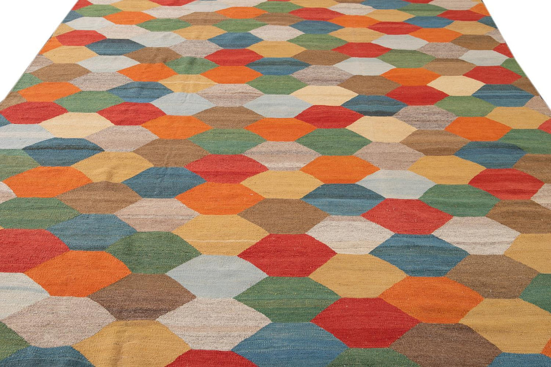 21st Century Modern Kilim Wool Rug 8 X 13