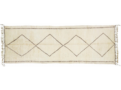 Modern Moroccan Handmade Tribal Designed Beige Wool Long Runner