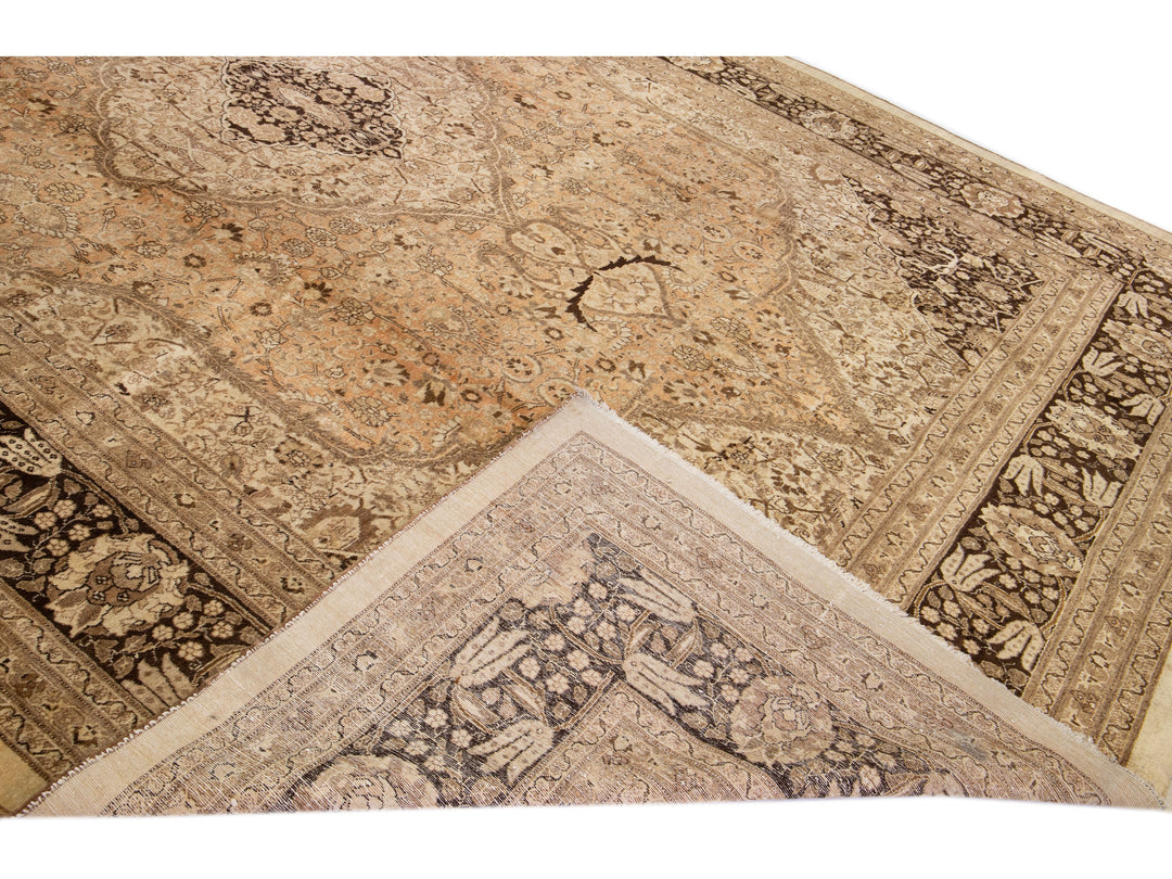 Antique Tabriz Wool Rug 12 X 17
