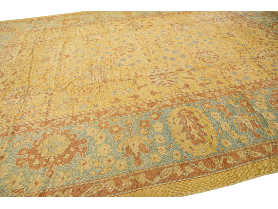 Modern Oushak Wool Rug 15 X 20
