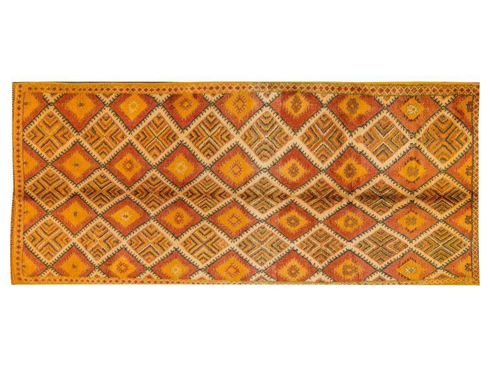 Vintage Orange Moroccan Tribal Wool Rug 5 X 12