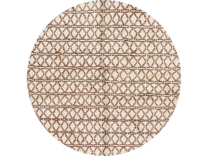 Modern Ivory Moroccan Tribal Wool Rug 6 X 8