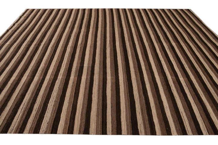 Contemporary Flatweave Wool Rug 9 X 12