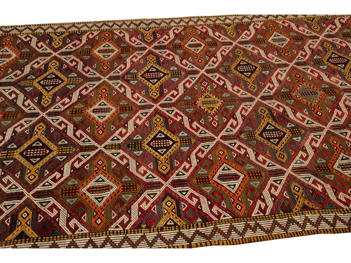 Vintage Soumak Wool Rug 5 X 10