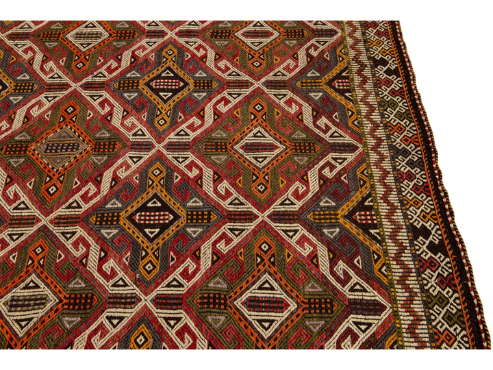 Vintage Soumak Wool Rug 5 X 10