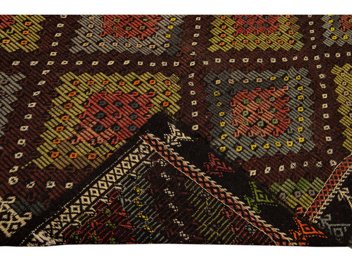 Vintage Soumak Wool Rug 7 X 9