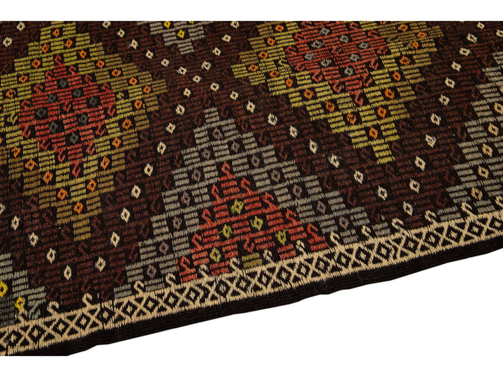 Vintage Soumak Wool Rug 7 X 9