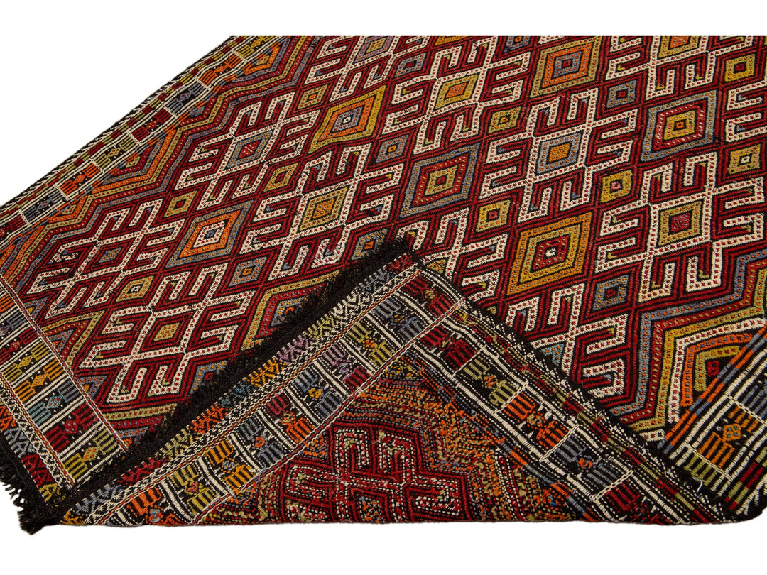 Vintage Soumak Wool Rug 5 X 6