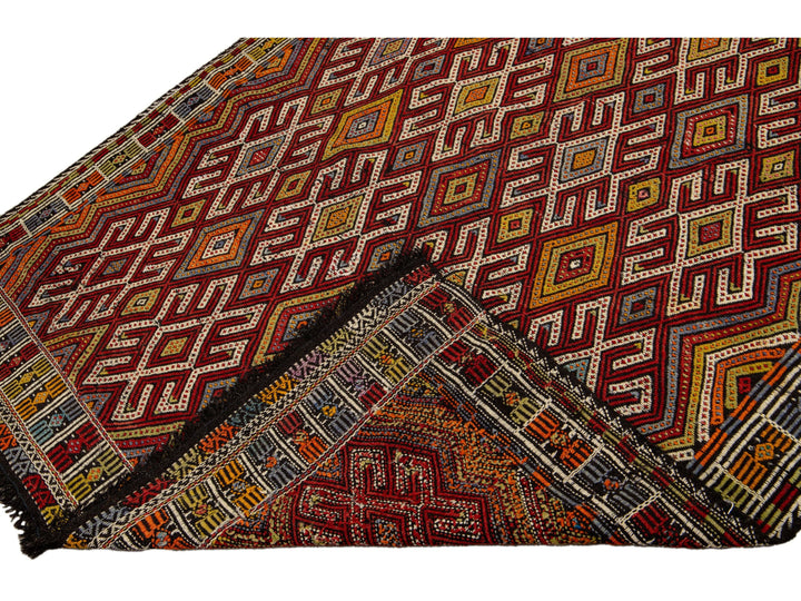 Vintage Soumak Wool Rug 5 X 6