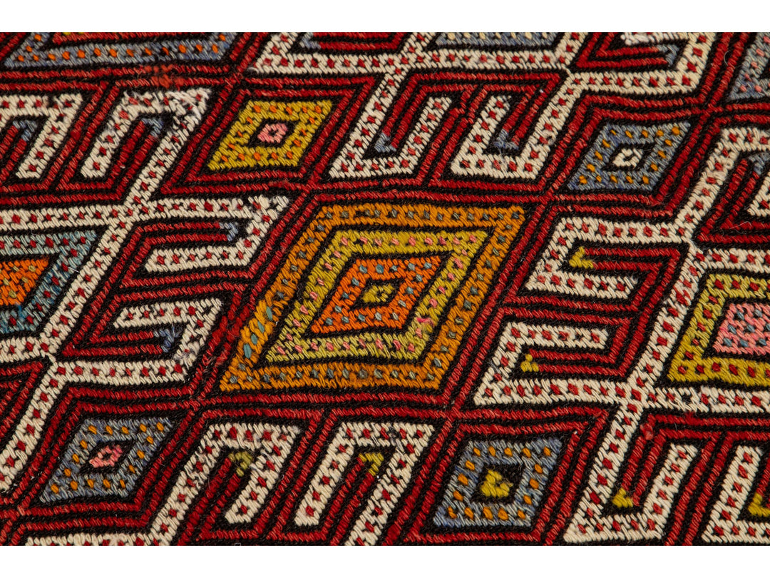 Vintage Soumak Wool Rug 5 X 6