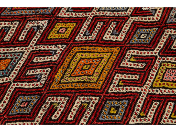 Vintage Soumak Wool Rug 5 X 6