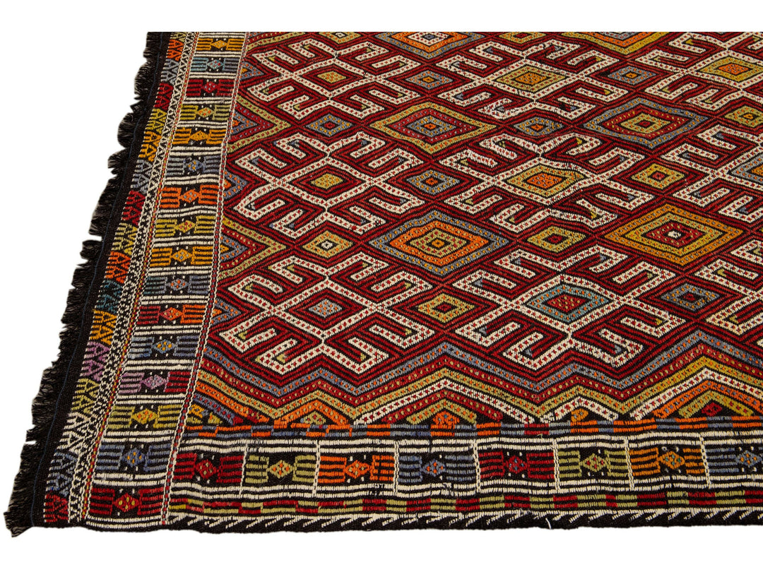 Vintage Soumak Wool Rug 5 X 6