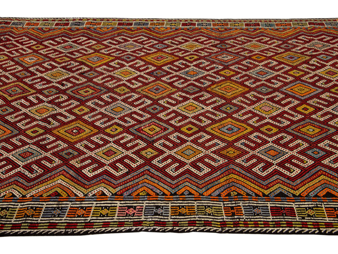 Vintage Soumak Wool Rug 5 X 6