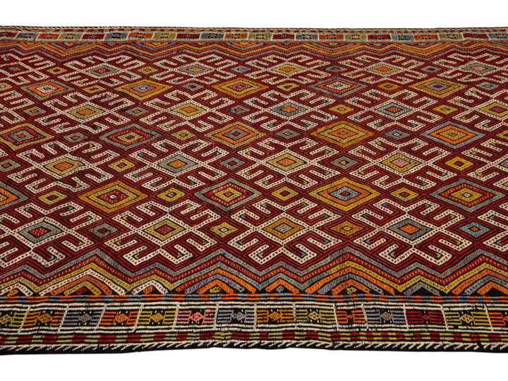 Vintage Soumak Wool Rug 5 X 6