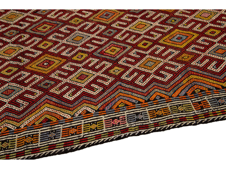 Vintage Soumak Wool Rug 5 X 6