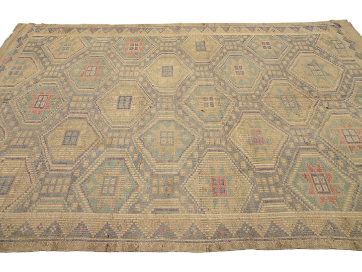 Vintage Soumak Wool Rug 6 X 10