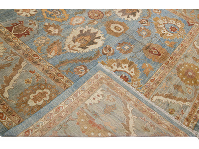 Blue Modern Sultanabad Handmade Oversize Floral Wool Rug