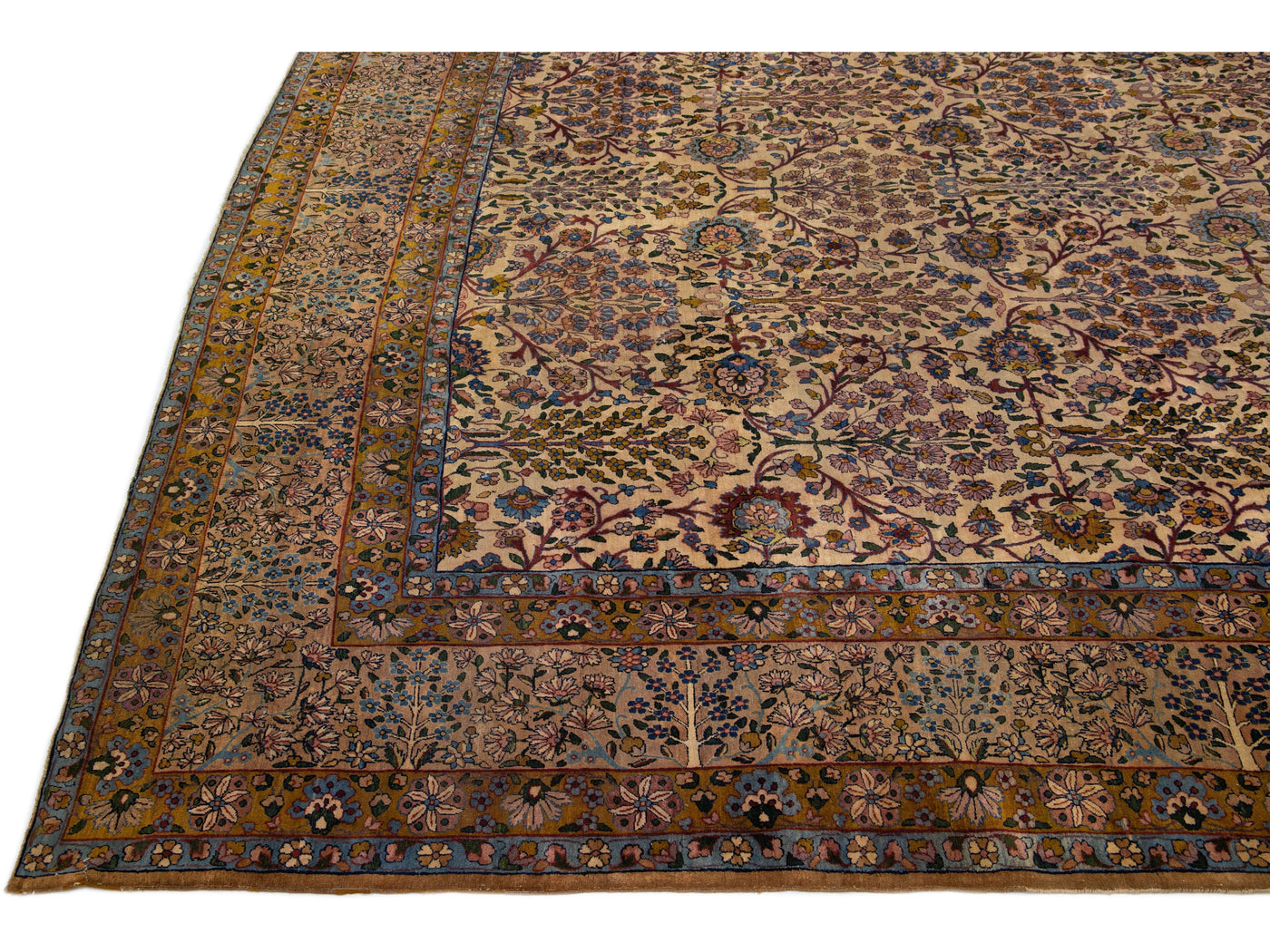 Antique Kerman Wool Rug 13 X 22