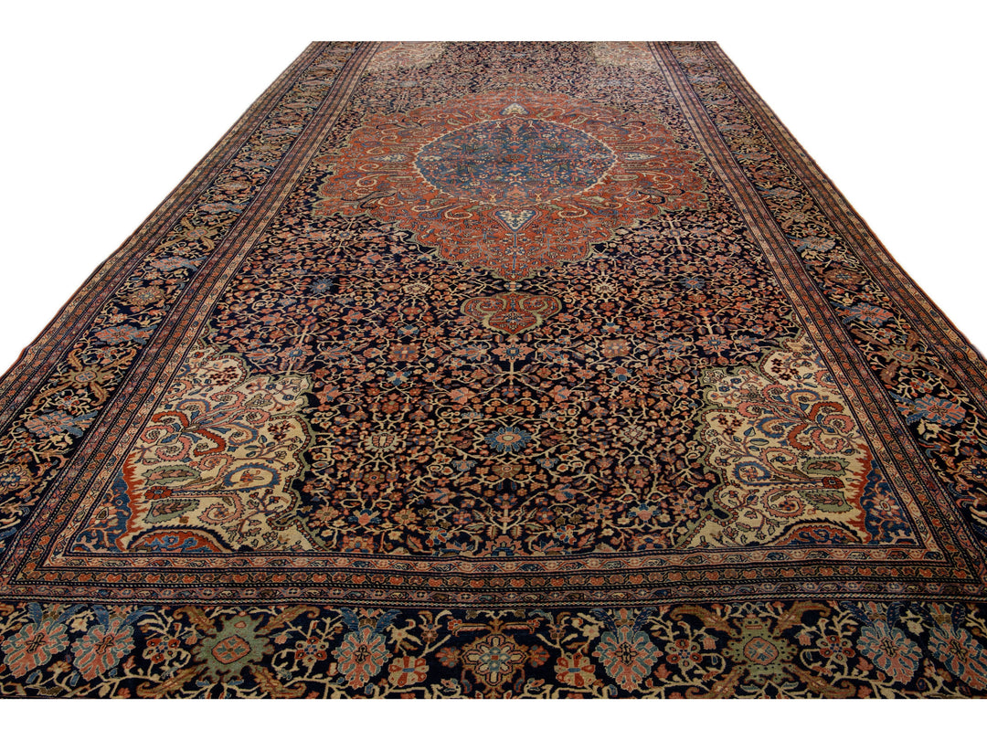 Antique Sarouk Wool Rug 11 X 21