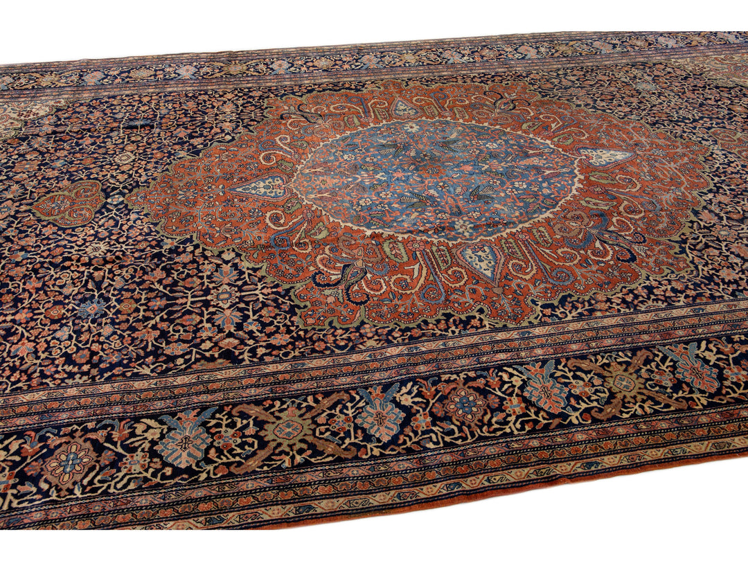 Antique Sarouk Wool Rug 11 X 21