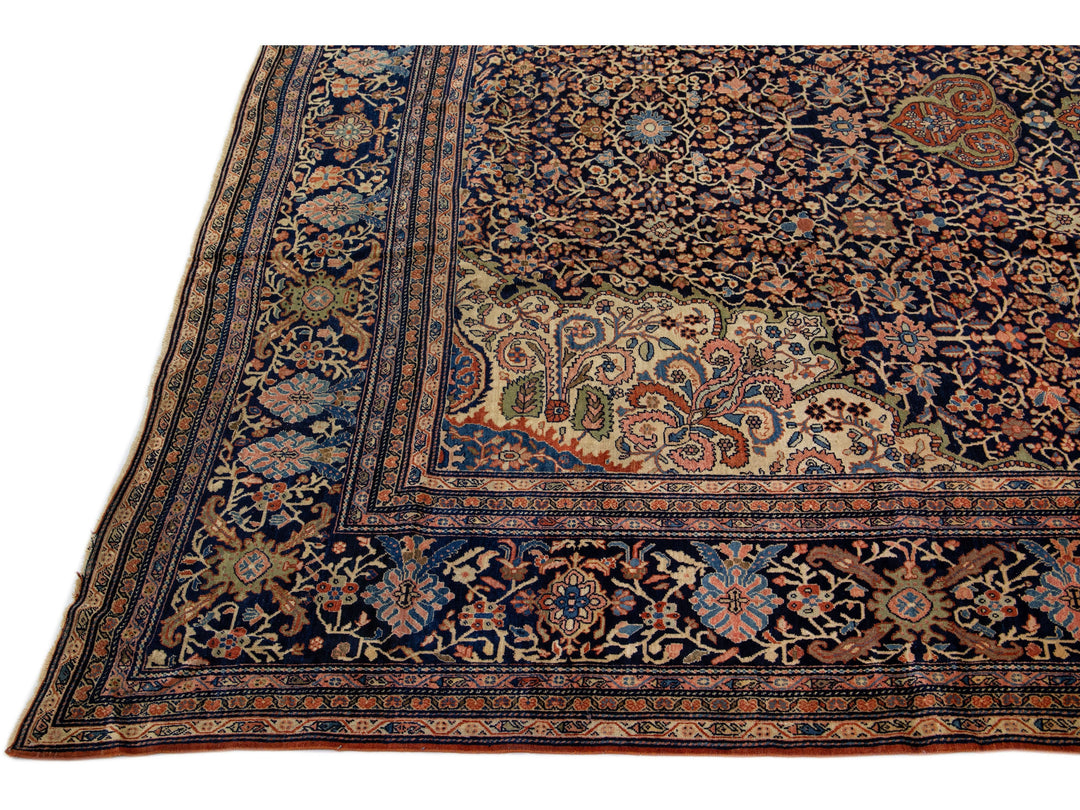 Antique Sarouk Wool Rug 11 X 21