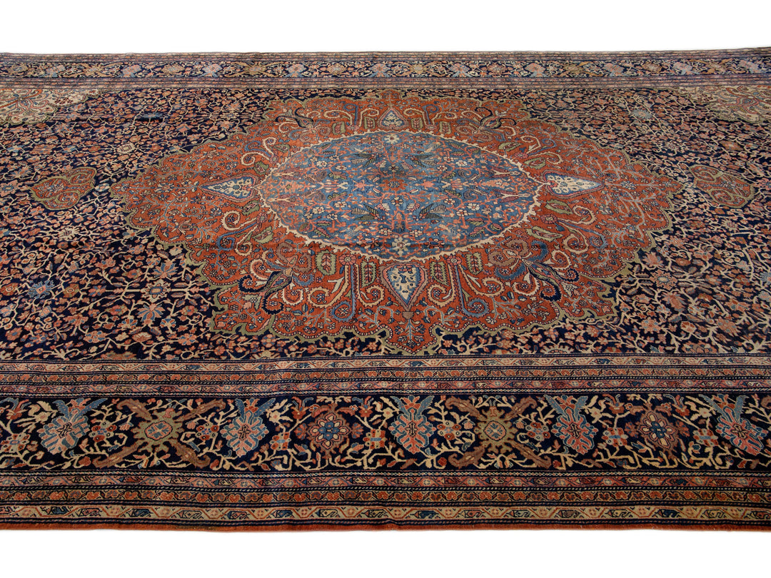 Antique Sarouk Wool Rug 11 X 21
