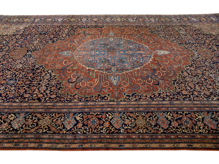 Antique Sarouk Wool Rug 11 X 21
