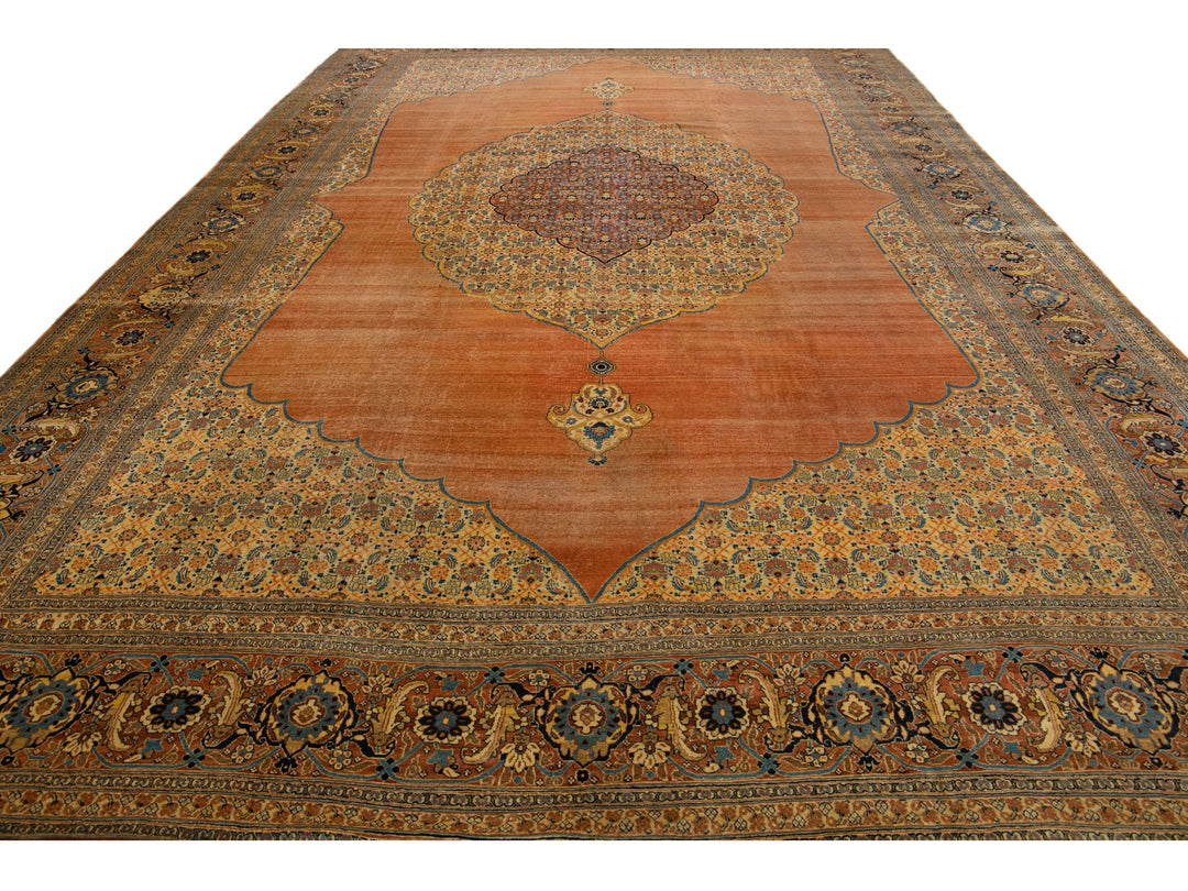 Antique Tabriz Wool Rug 11 X 18