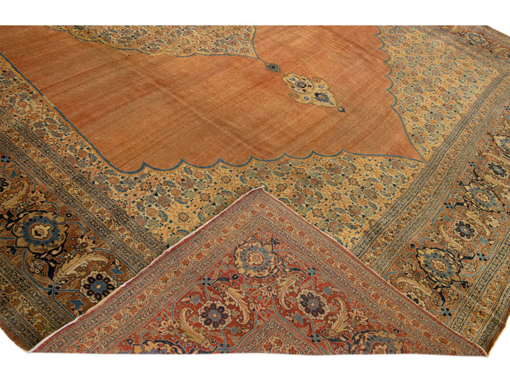 Antique Tabriz Wool Rug 11 X 18