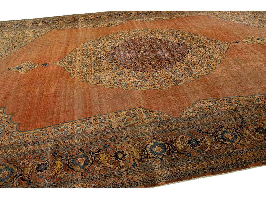 Antique Tabriz Wool Rug 11 X 18