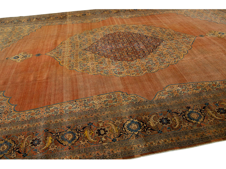 Antique Tabriz Wool Rug 11 X 18