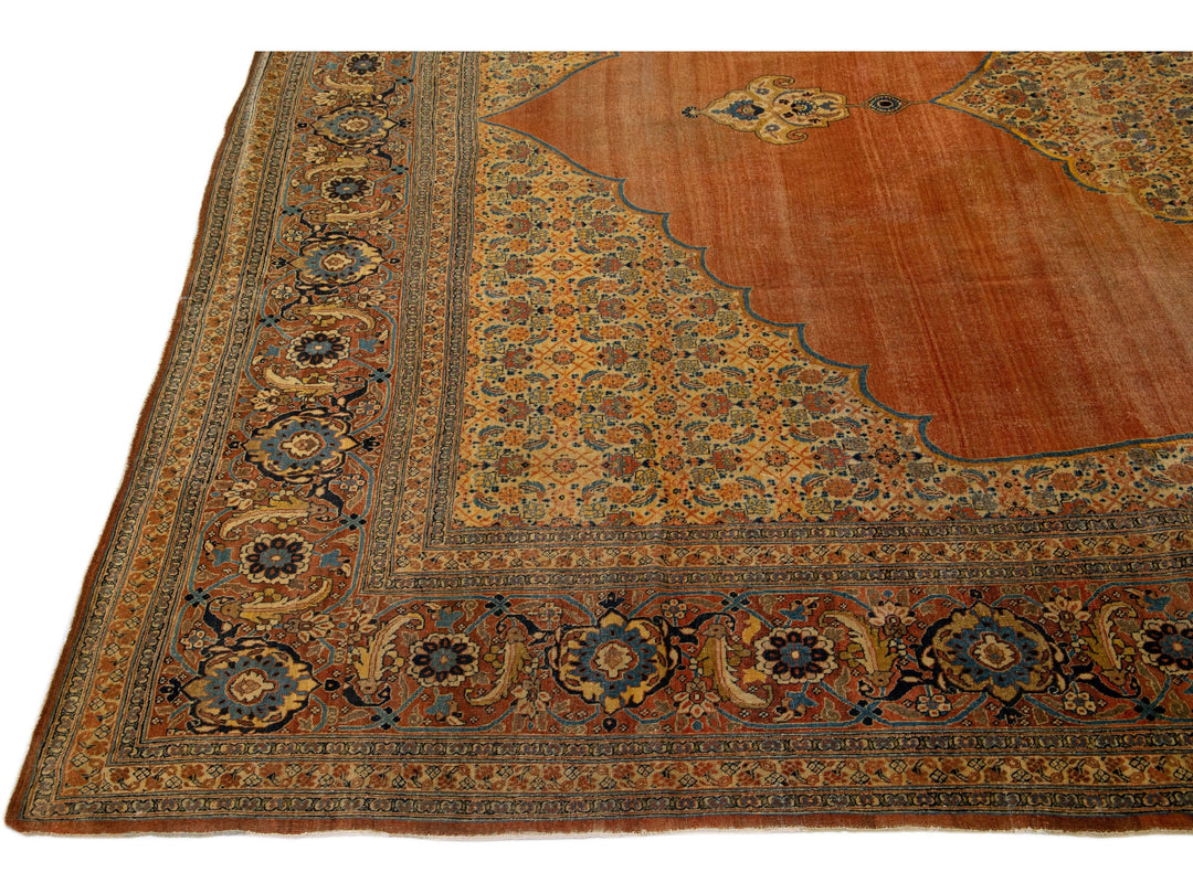 Antique Tabriz Wool Rug 11 X 18