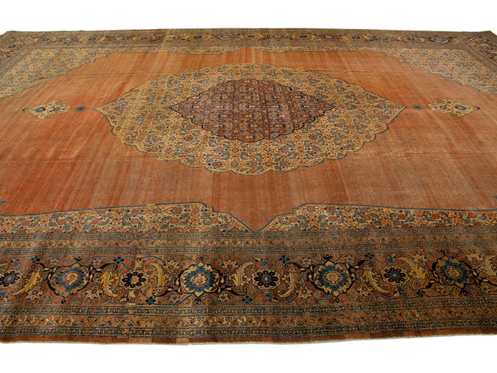 Antique Tabriz Wool Rug 11 X 18