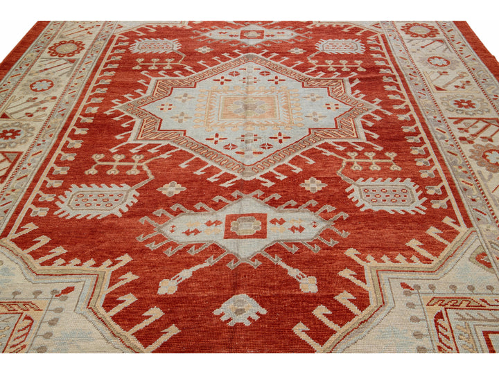 Modern Oushak Wool Rug 11 X 14