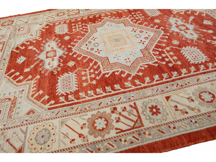 Modern Oushak Wool Rug 11 X 14