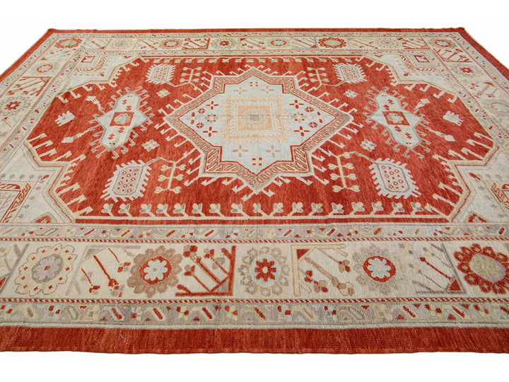 Modern Oushak Wool Rug 11 X 14