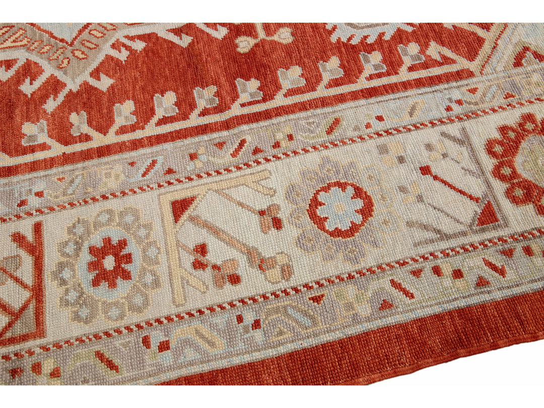 Modern Oushak Wool Rug 11 X 14