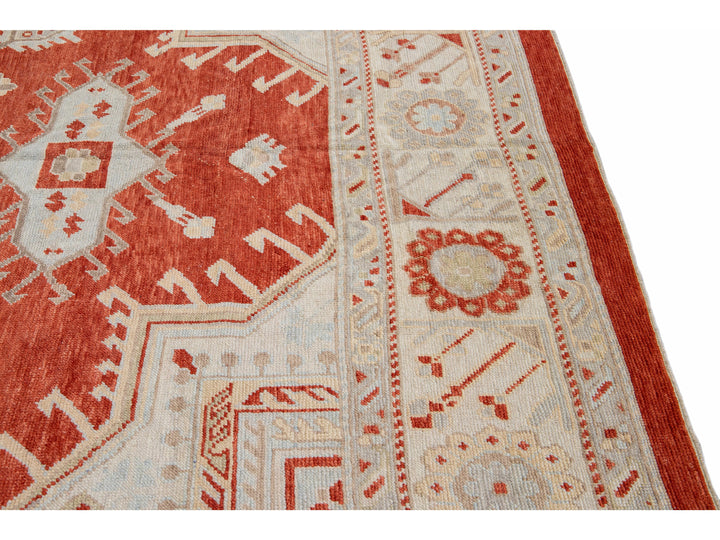 Modern Oushak Wool Rug 11 X 14