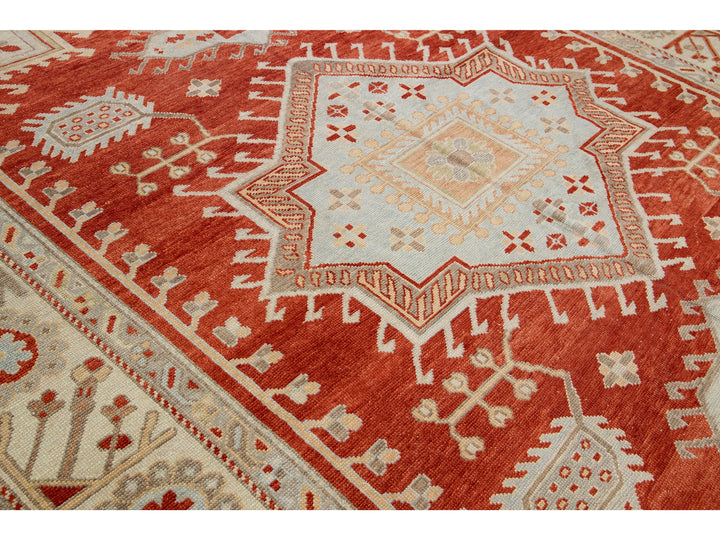 Modern Oushak Wool Rug 11 X 14